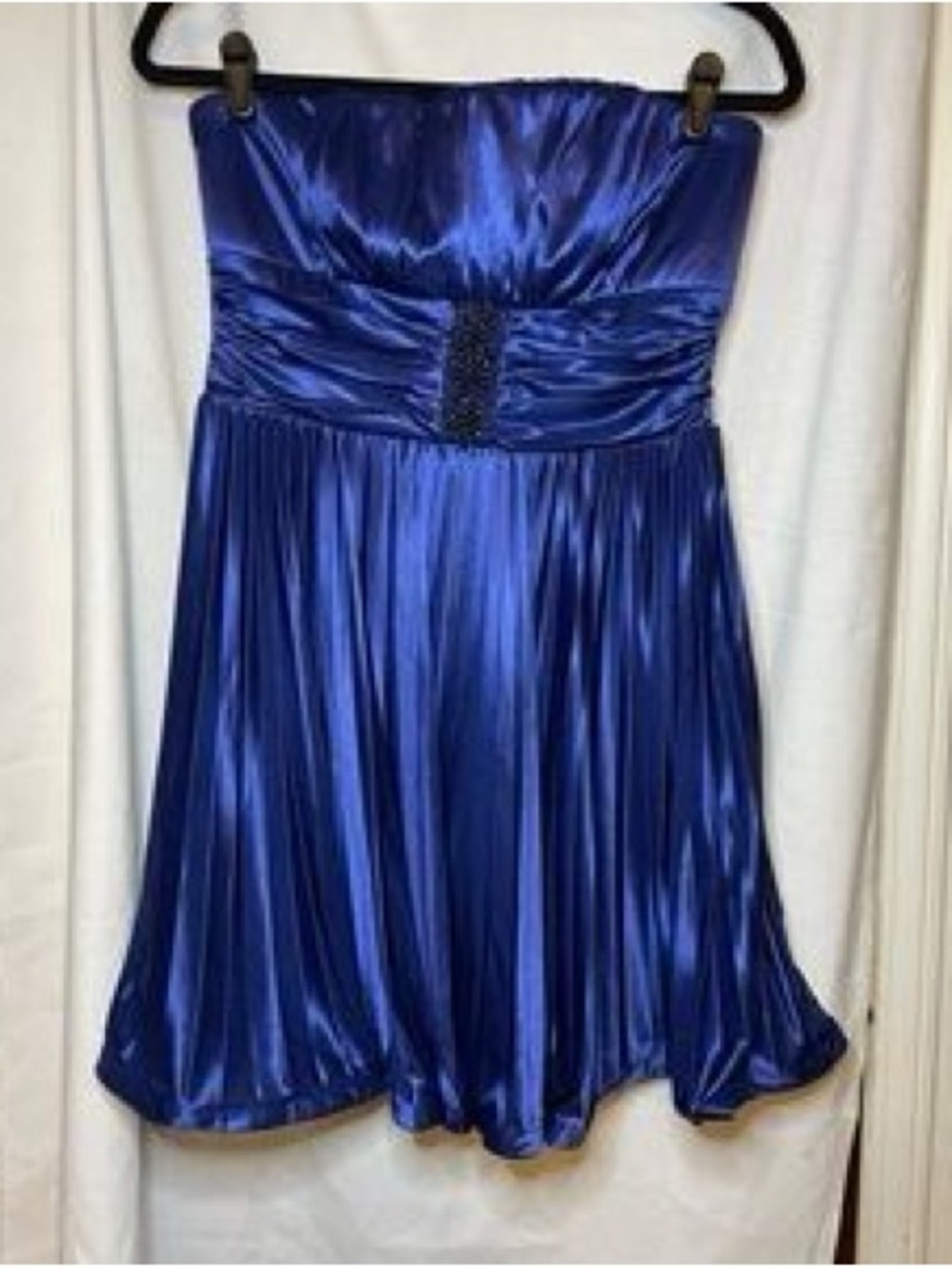 As U Wish Royal Blue Strapless Satin Mini Dress